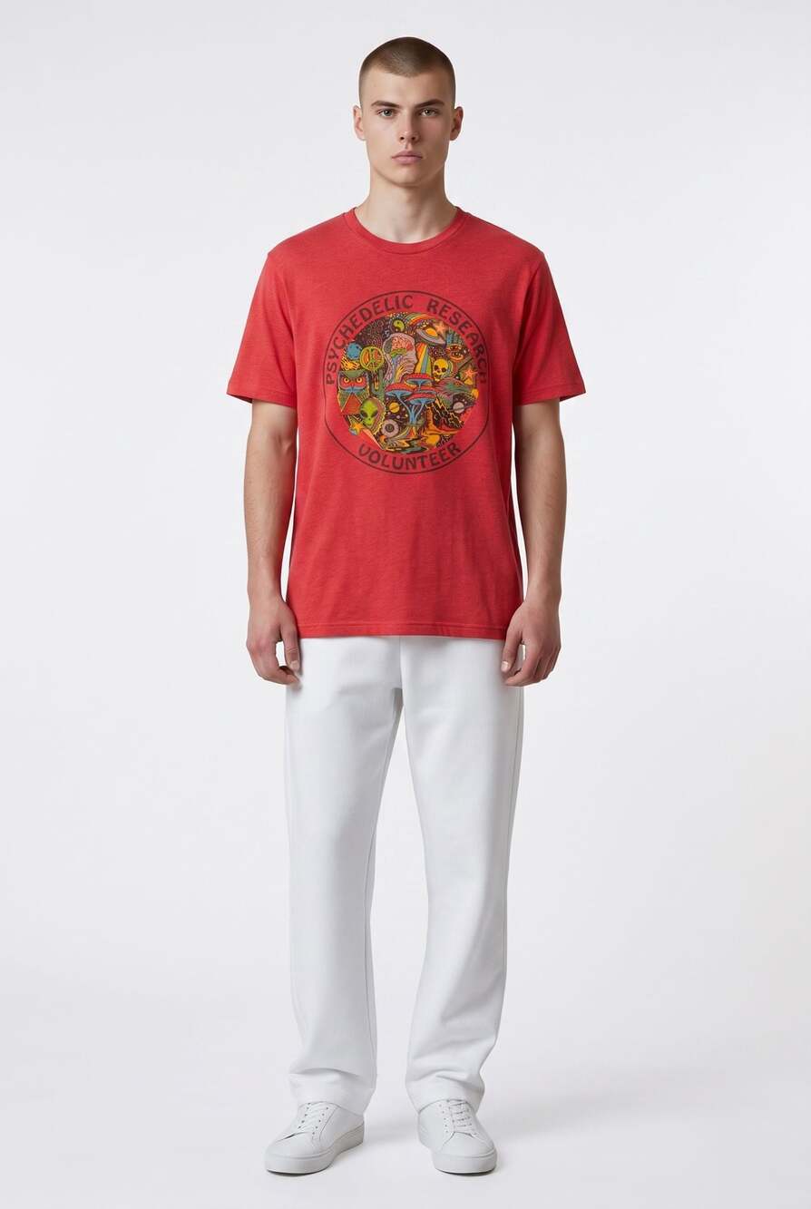 Steven Rhodes Psychedelic Research Volunteer Graphic T-Shirt Red